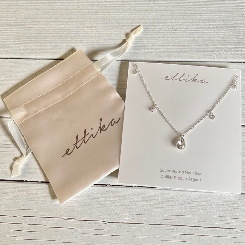 🪷 Ettika Silver Dripping in Crystals Drop Necklace